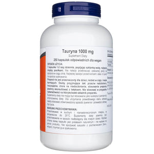 Now Foods Taurinas, dvigubas stiprumas 1000 mg - 250 kapsulių