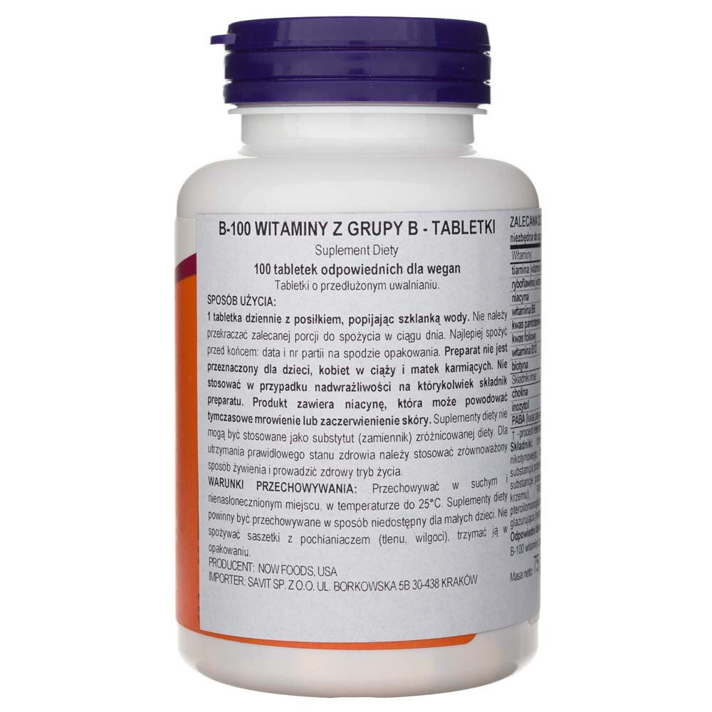 Now Foods vitaminas B-100 - 100 tablečių