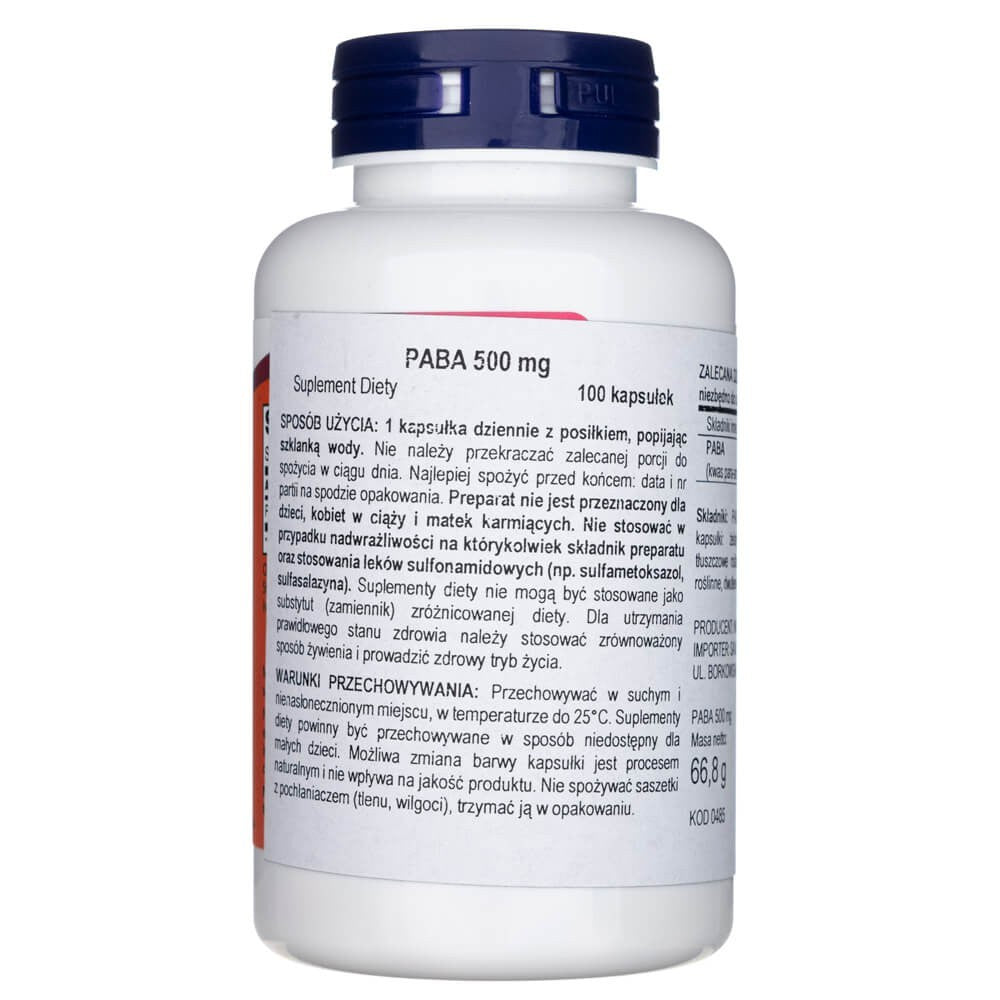 Now Foods PABA 500 mg - 100 kapsulių - Magnis.lt