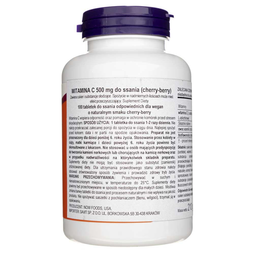 Now Foods vitaminas C-500 Cherry Chewable - 100 tablečių - Magnis.lt