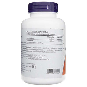 Now Foods L-Ornithine 500 mg - 120 kapsulių