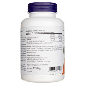 Now Foods magnio citratas 400 mg - 120 kapsulių - Magnis.lt