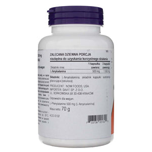 Now Foods L-fenilalaninas 500 mg - 120 kapsulių