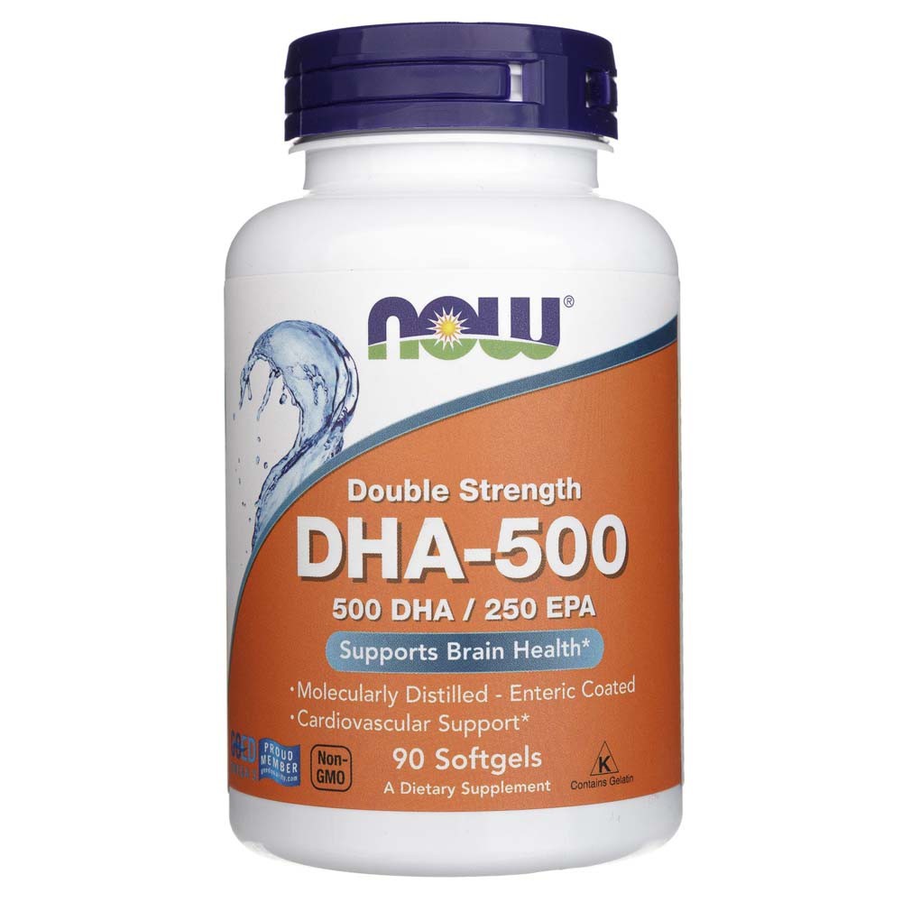Now Foods DHA-500 dvigubo stiprumo - 90 minkštųjų kapsulių