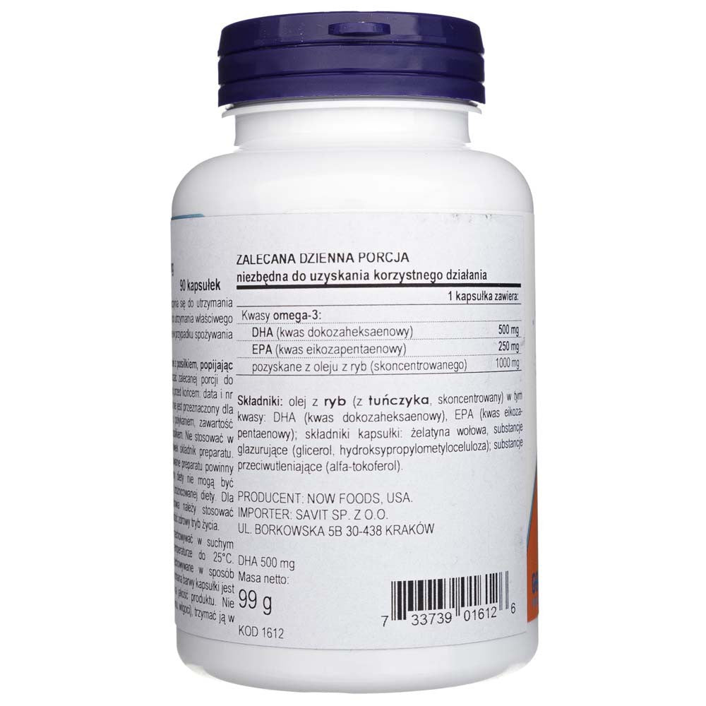 Now Foods DHA-500 dvigubo stiprumo - 90 minkštųjų kapsulių