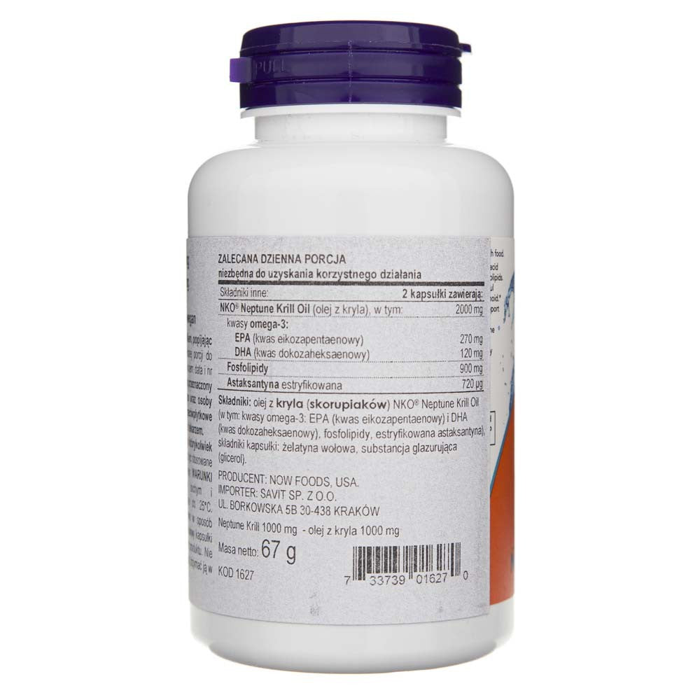 Now Foods Neptūno krilis, dvigubo stiprumo 1000 mg - 60 minkštųjų gelių