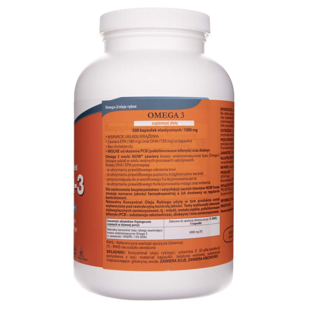Now Foods Omega-3, 180 EPA / 120 DHA - 500 minkštųjų gelių
