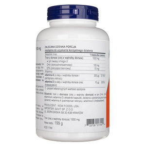 Now Foods menkių kepenų aliejus, ypač stiprus 1000 mg - 180 minkštųjų gelių