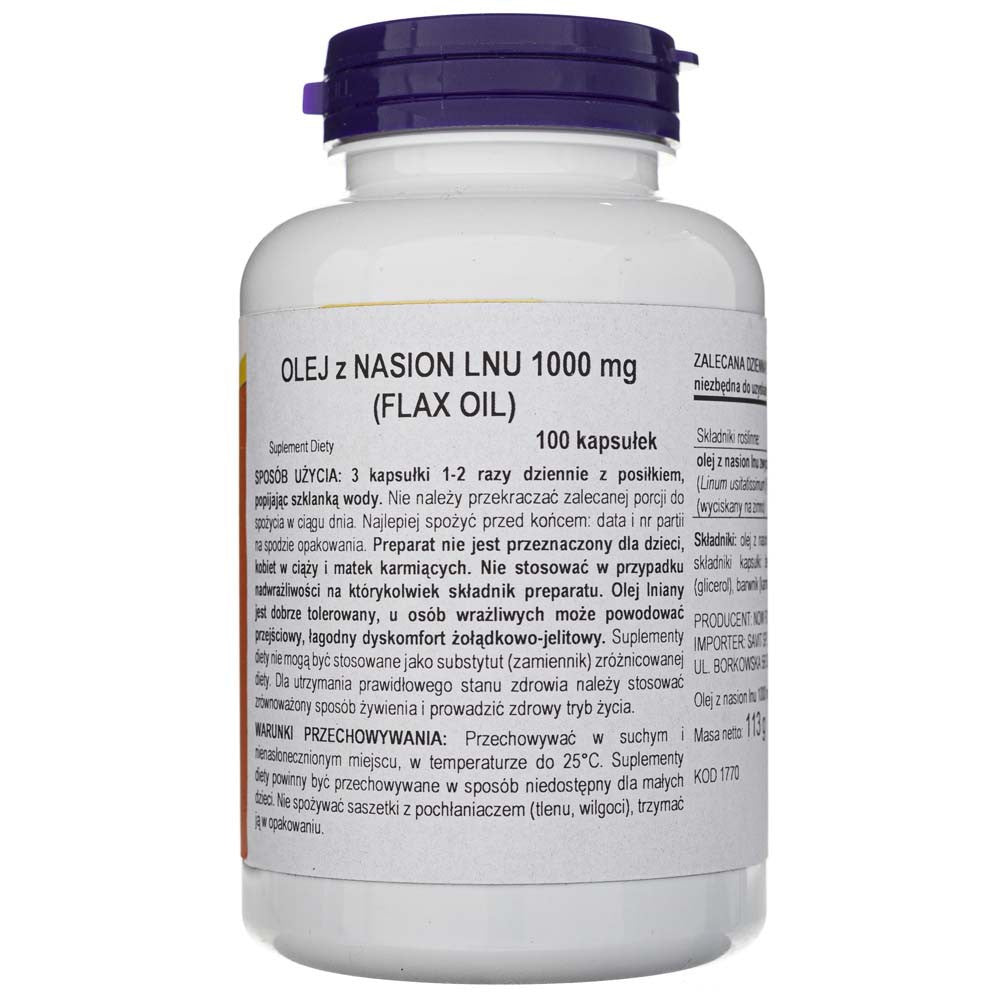 Now Foods linų aliejus 1000 mg - 100 minkštųjų gelių