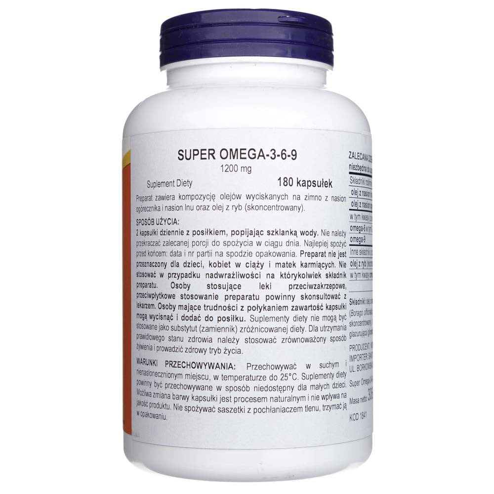 Now Foods Super Omega 3-6-9 1200 mg - 180 minkštųjų gelių