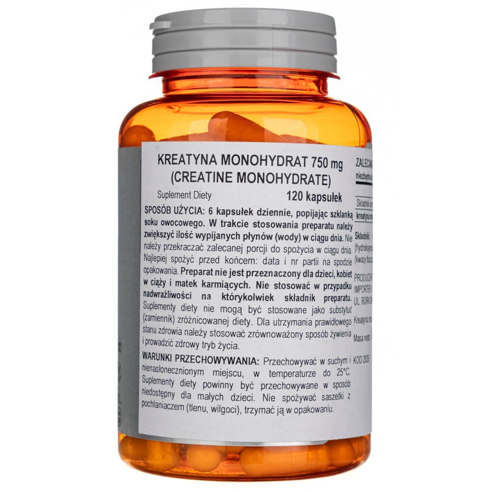 Now Foods kreatino monohidratas 750 mg - 120 kapsulių