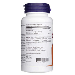 Now Foods astaksantinas 4 mg - 90 minkštųjų gelių