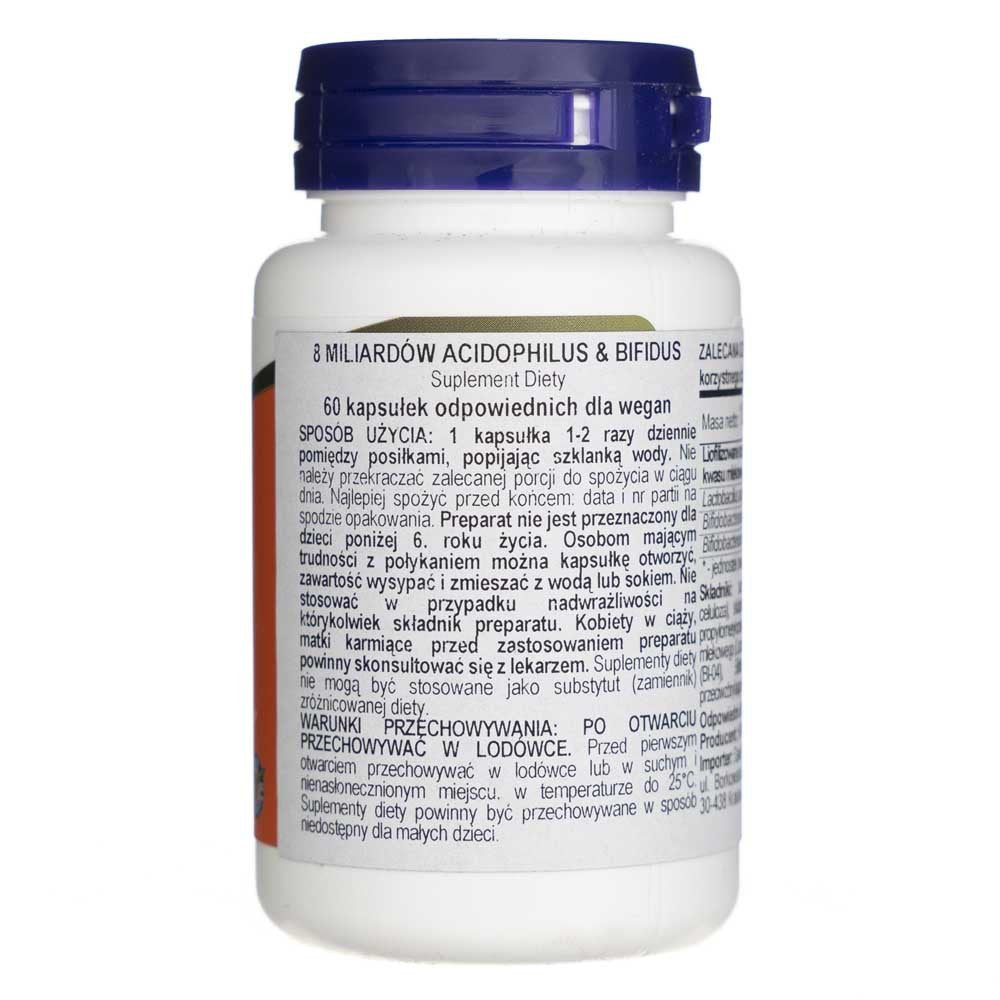 Now Foods Acidophilus ir Bifidus 8 milijardai CFU - 60 kapsulių
