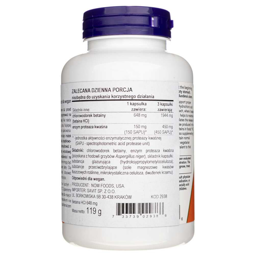 Now Foods betaino HCL 648 mg - 120 kapsulių - Magnis.lt