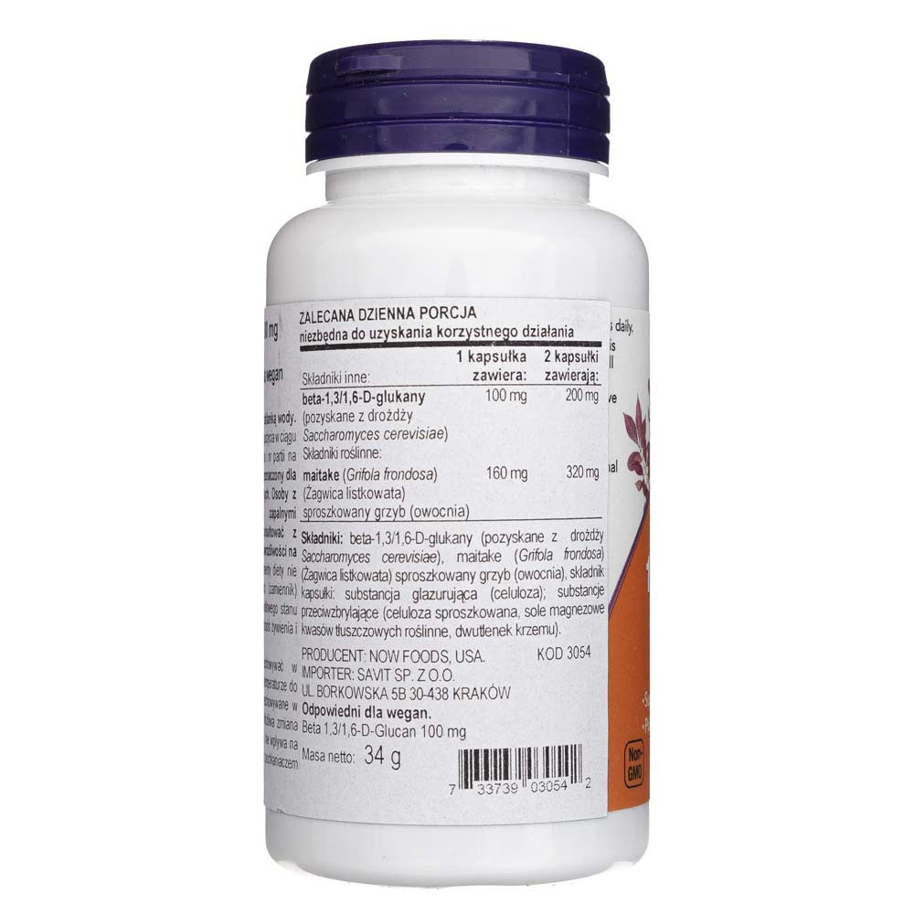 Now Foods Beta 1,3/1,6 D gliukanas 100 mg - 90 kapsulių