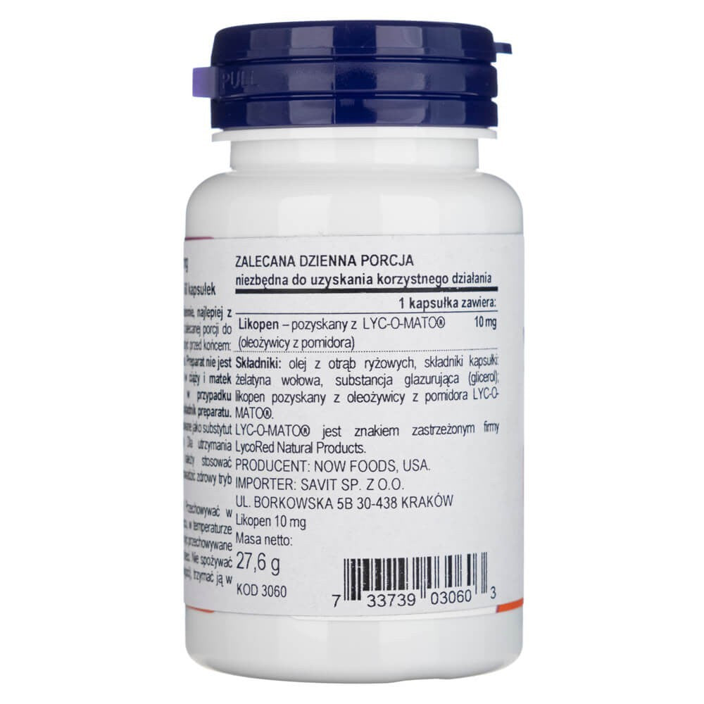 Now Foods likopenas 10 mg - 60 minkštųjų kapsulių