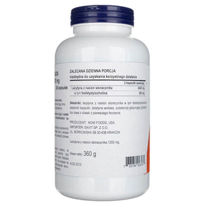 Now Foods saulėgrąžų lecitinas 1200 mg - 200 kapsulių