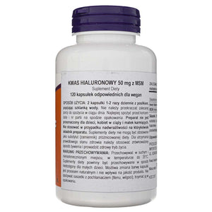 Now Foods hialurono rūgštis su MSM 50 mg - 120 kapsulių