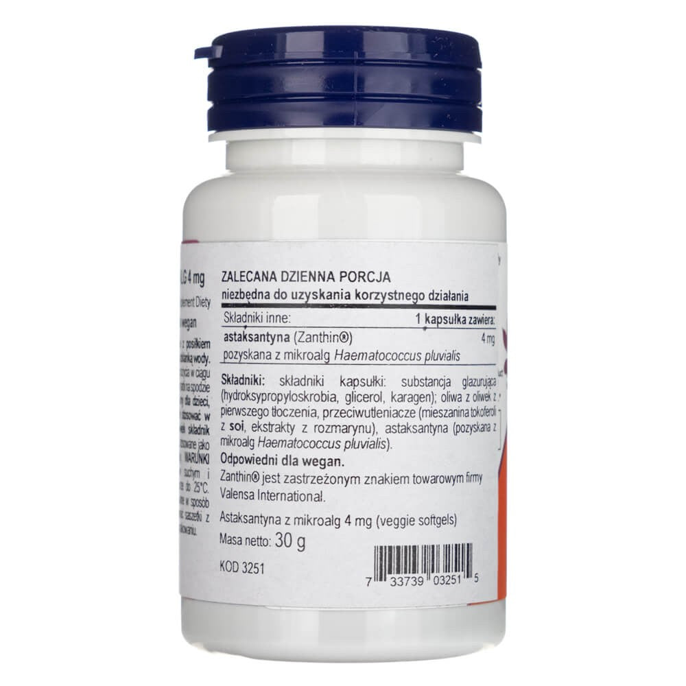 Now Foods astaksantinas 4 mg - 60 minkštųjų gelių