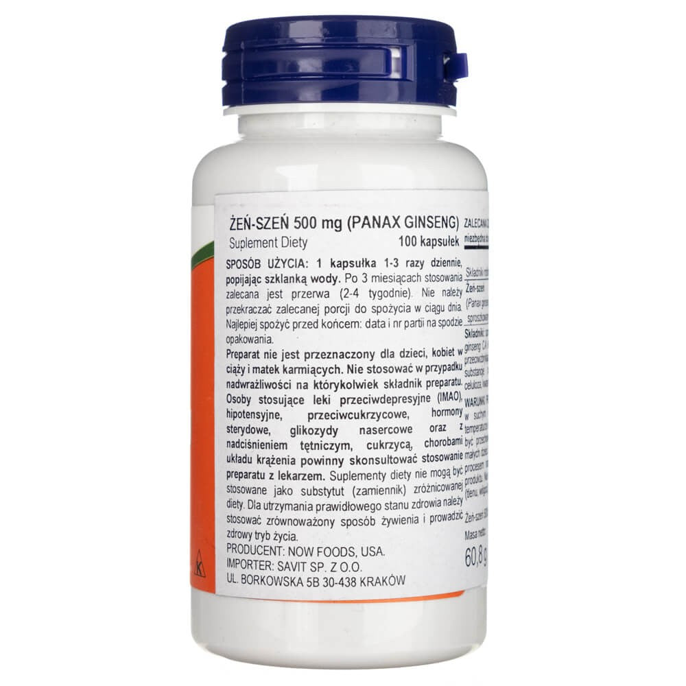 Now Foods Panax Ginseng ekstraktas - 100 kapsulių