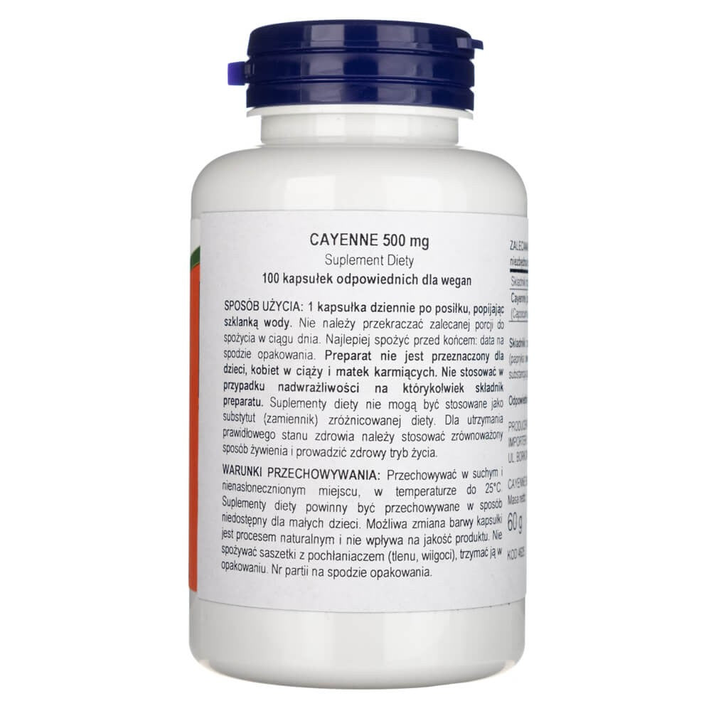 Now Foods Cayenne 500 mg - 100 kapsulių
