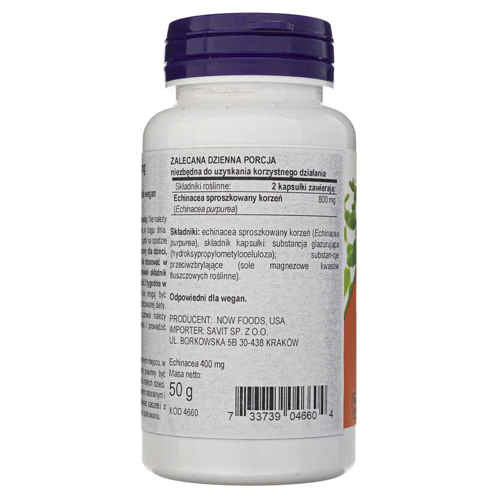 Now Foods ežiuolė 400 mg - 100 kapsulių