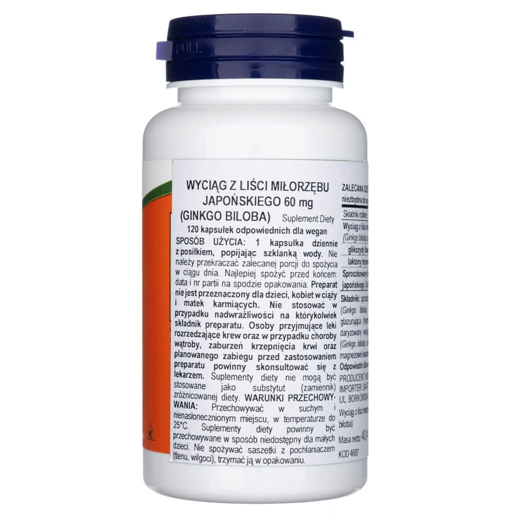 Now Foods Ginkgo Biloba 60 mg - 120 kapsulių - Magnis.lt