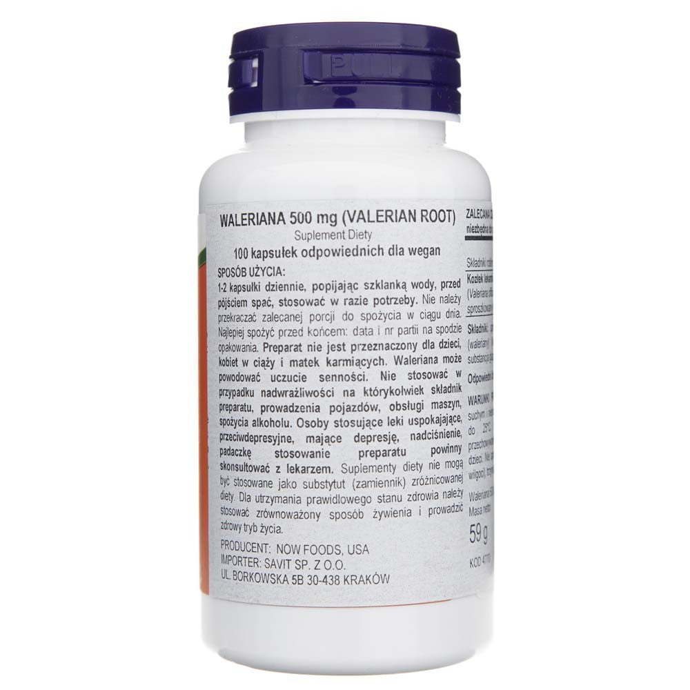 Now Foods Valerijono šaknis 500 mg - 100 kapsulių