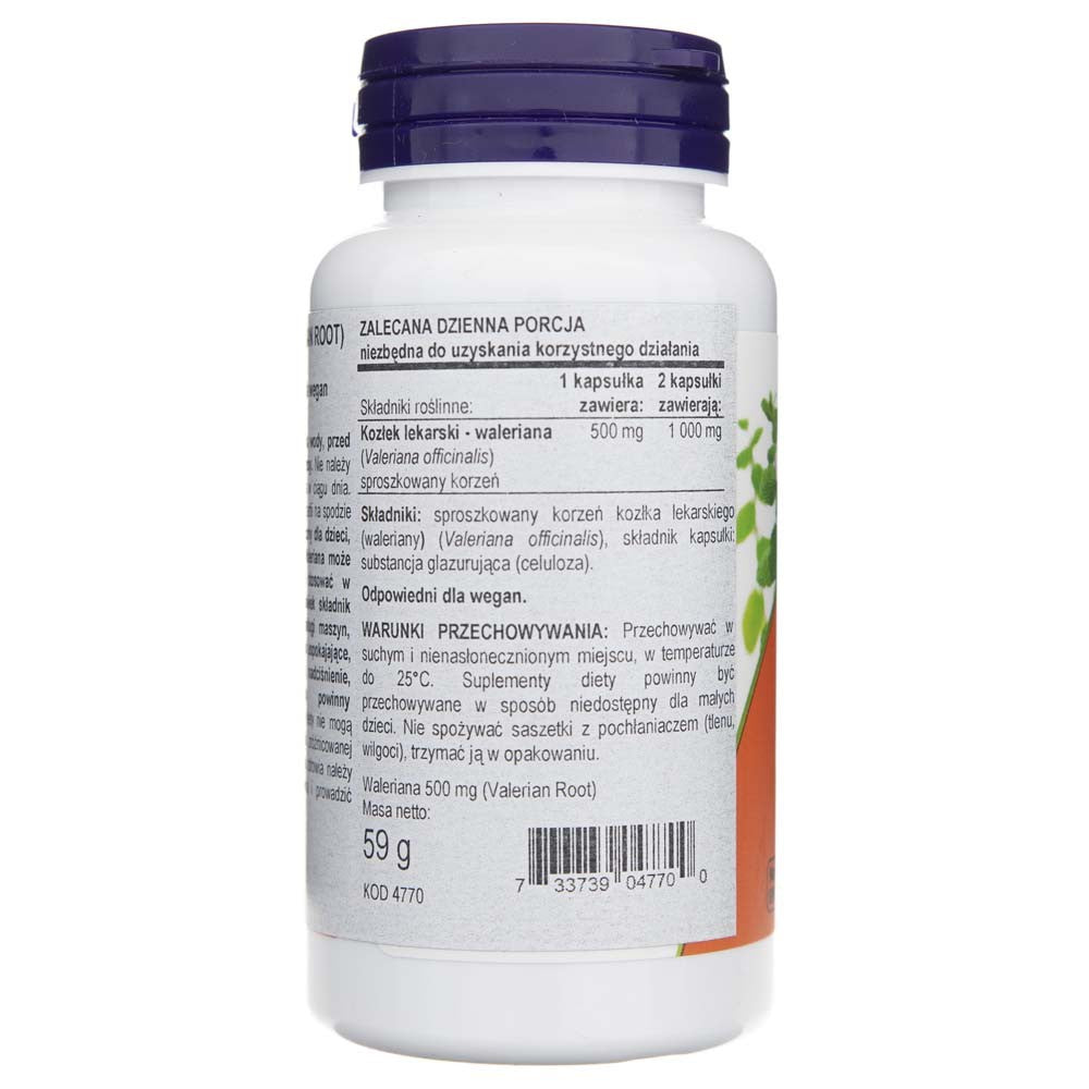 Now Foods Valerijono šaknis 500 mg - 100 kapsulių
