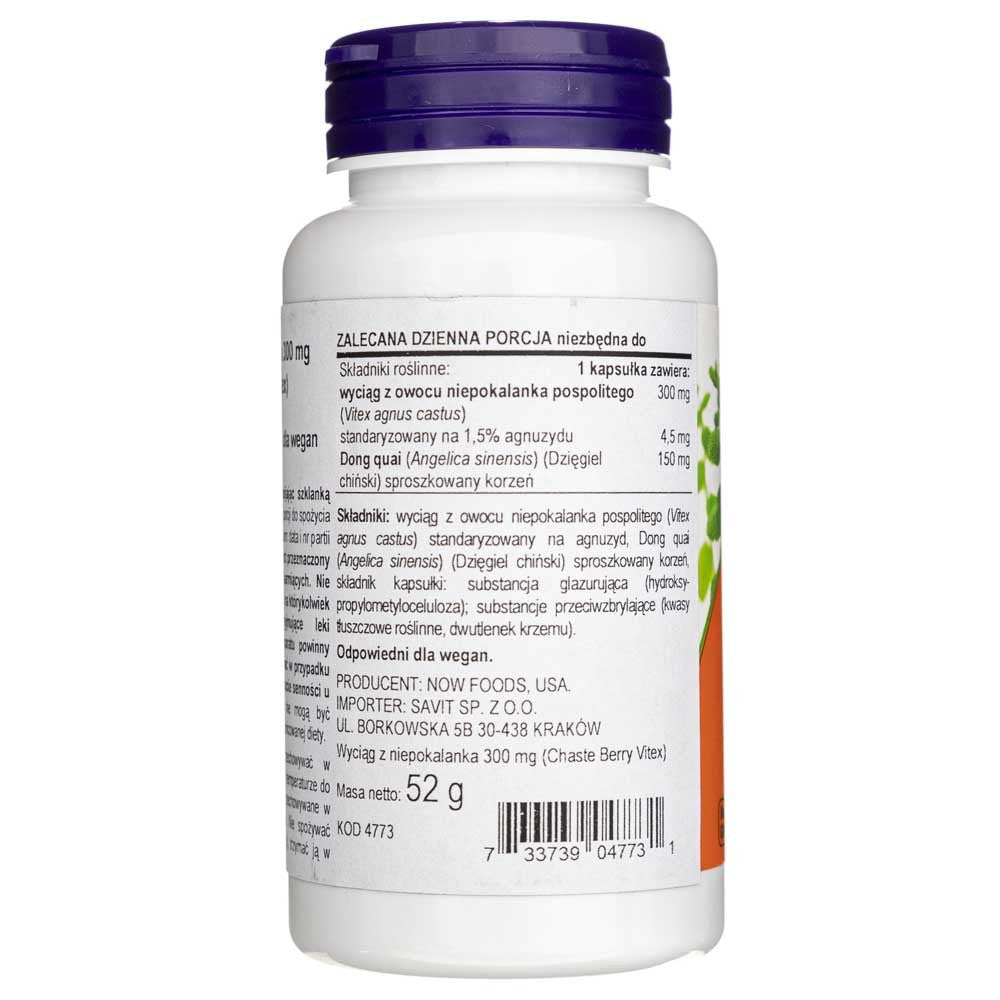 Now Foods Chaste Berry Vitex ekstraktas 300 mg - 90 kapsulių