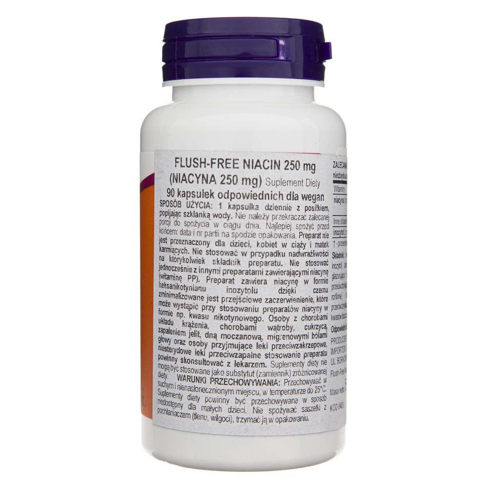 Now Foods niacinas be praplovimo 250 mg - 90 kapsulių
