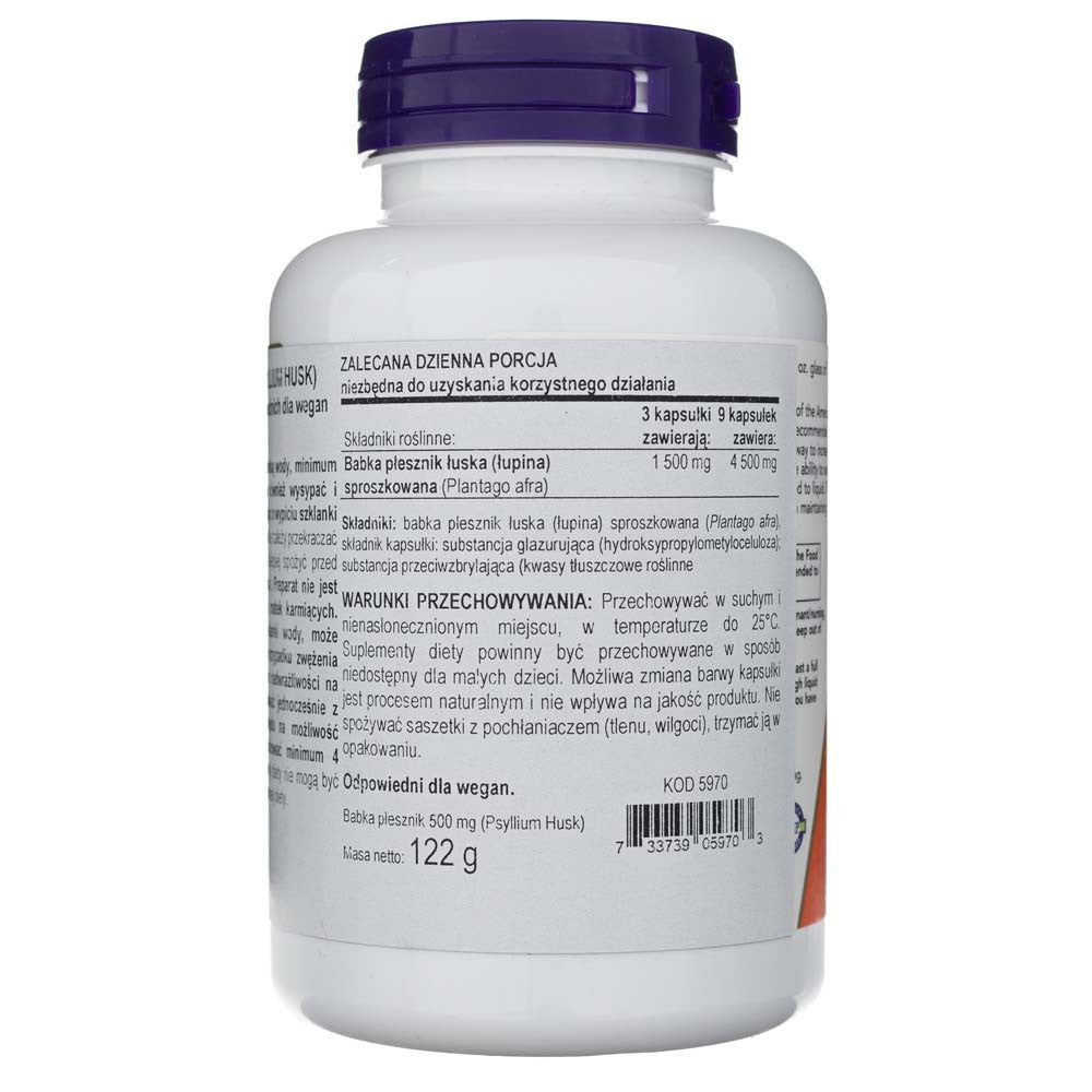 Now Foods Psyllium Husk 500 mg - 200 kapsulių