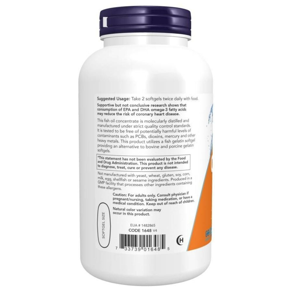 Now Foods Omega-3 Fish Oil - 200 kapsulių