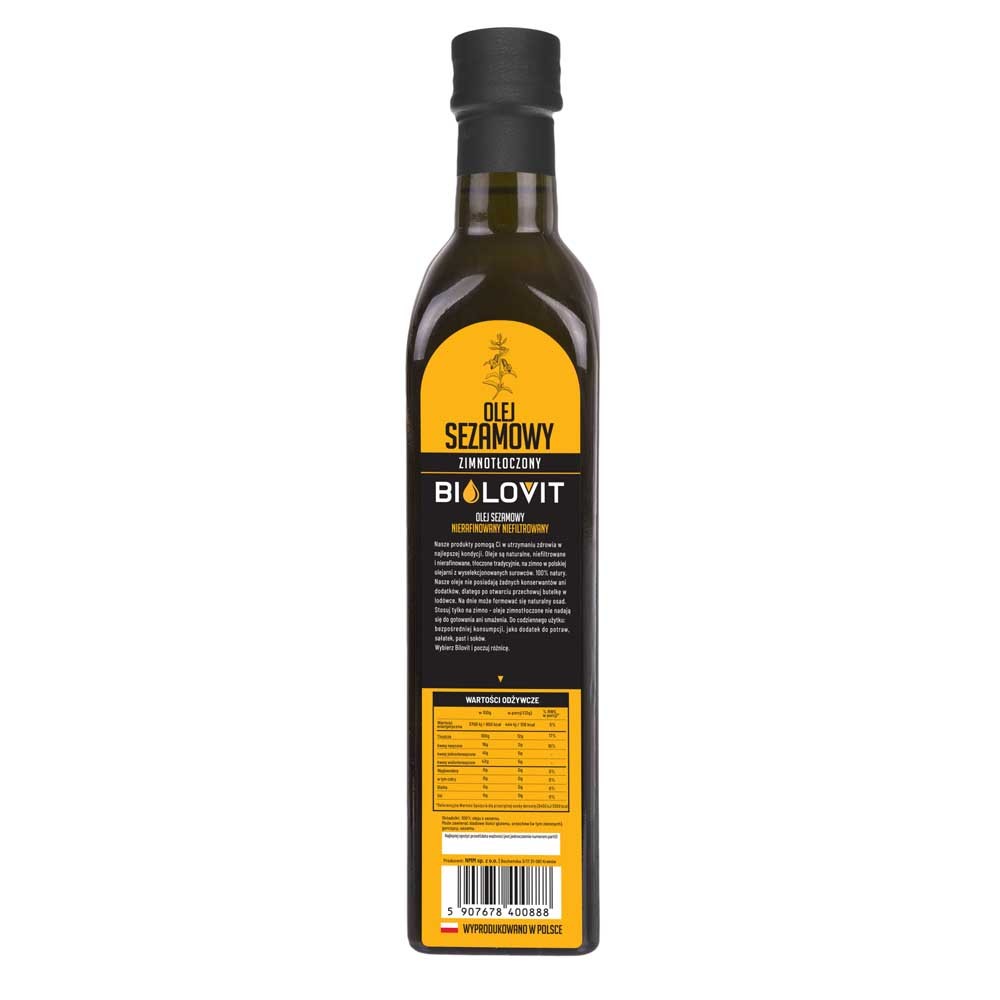 Bilovit Šaltai spaustas sezamų aliejus - 500 ml