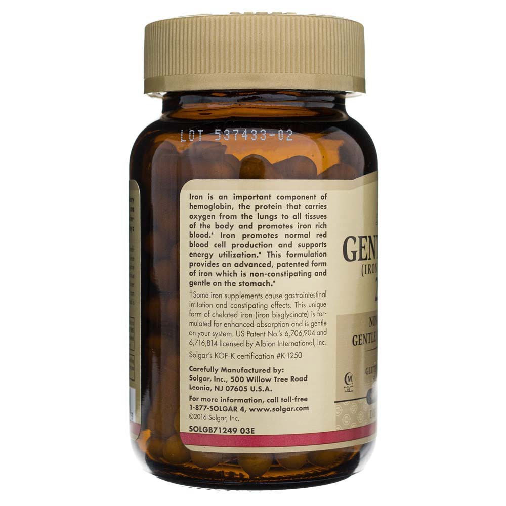 Solgar švelni geležis 25 mg - 90 augalinių kapsulių - Magnis.lt