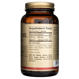 Solgar menkių kepenų aliejus (vitaminai A ir D) - 250 minkštųjų gelių