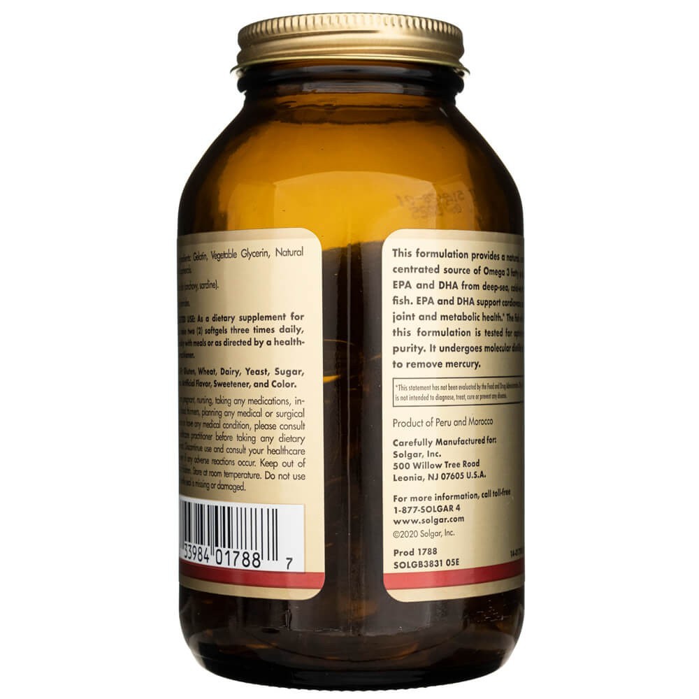 Solgar Omega-3 žuvų taukų koncentratas - 120 minkštųjų gelių