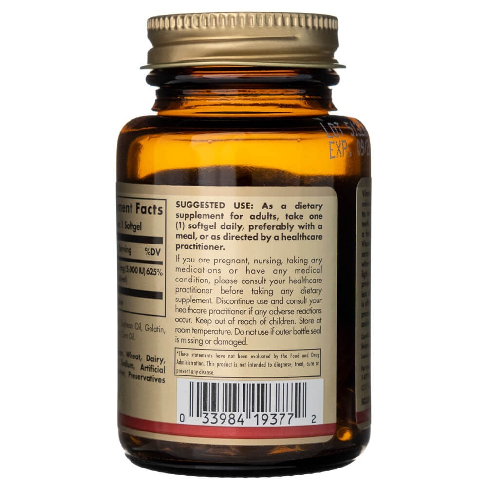 Solgar vitaminas D3 125 mcg (5000 TV) - 100 minkštųjų gelių