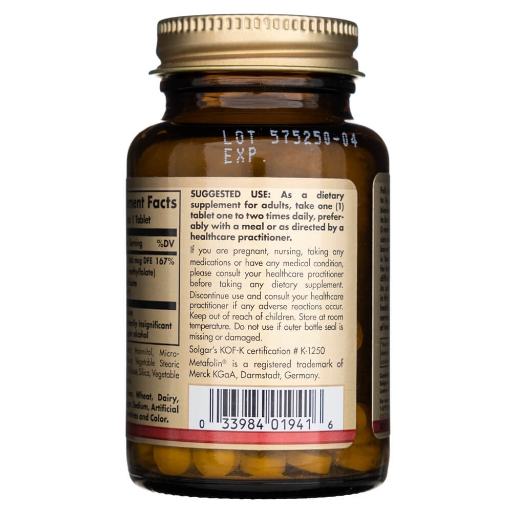Solgar Folate 666 mcg DFE (Metafolin® 400 mcg) - 100 tablečių - Magnis.lt