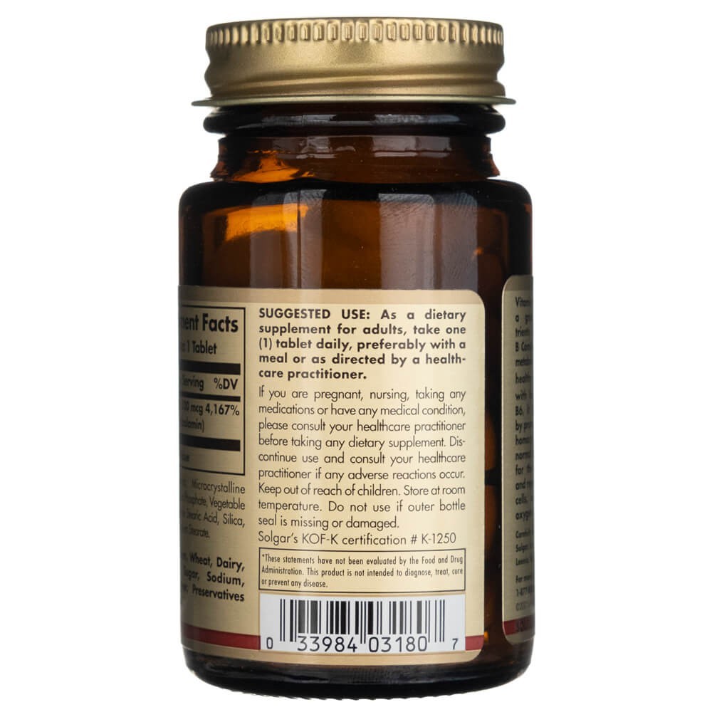 Solgar vitaminas B12 100 mcg - 100 tablečių - Magnis.lt