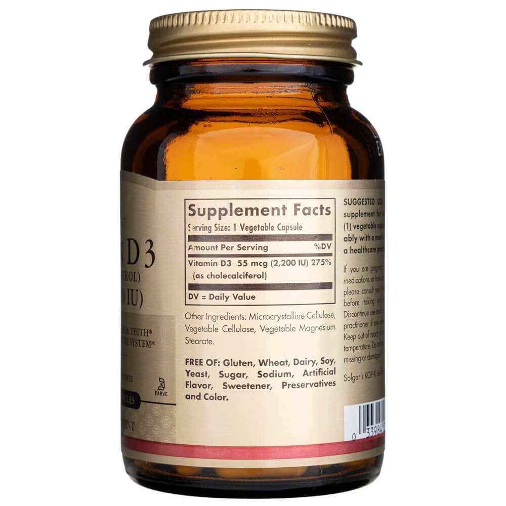Solgar Vitaminas D3 55 mcg (2200 TV) - 50 augalinių kapsulių - Magnis.lt