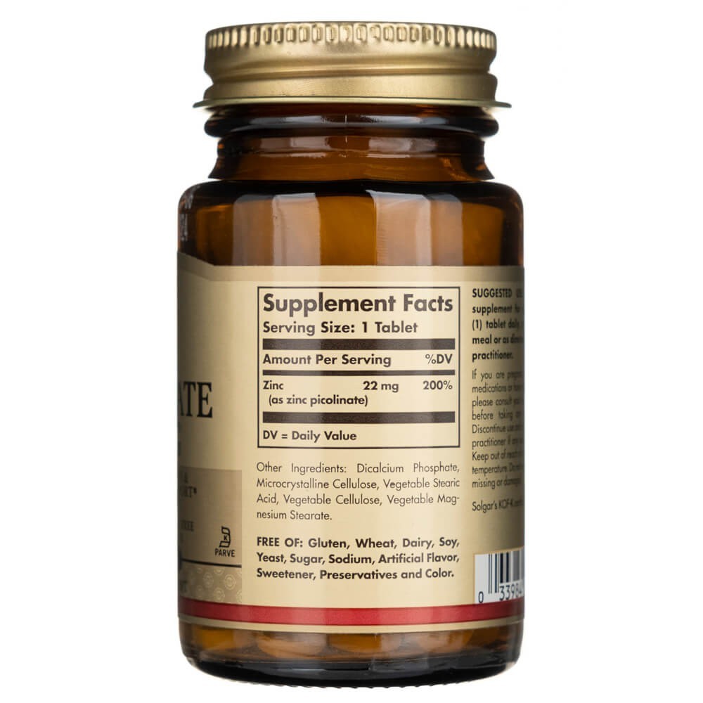 Solgar cinko pikolinatas 22 mg - 100 tablečių - Magnis.lt