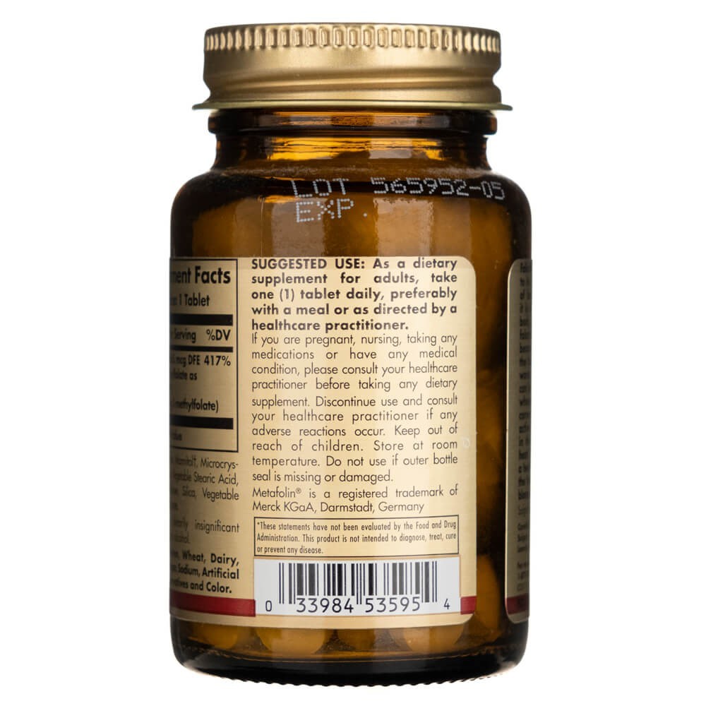Solgar Folate 1000 mcg DFE (Metafolin® 1000 mcg) - 60 tablečių - Magnis.lt