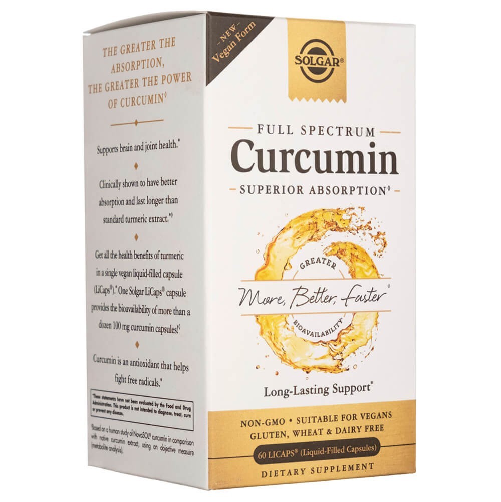 Solgar Full Spcetrum Curcumin skystasis ekstraktas - 60 minkštųjų gelių - Magnis.lt