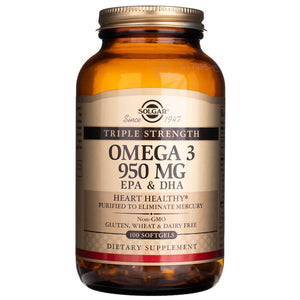 Solgar trigubo stiprumo Omega 3 950 mg - 100 minkštųjų gelių