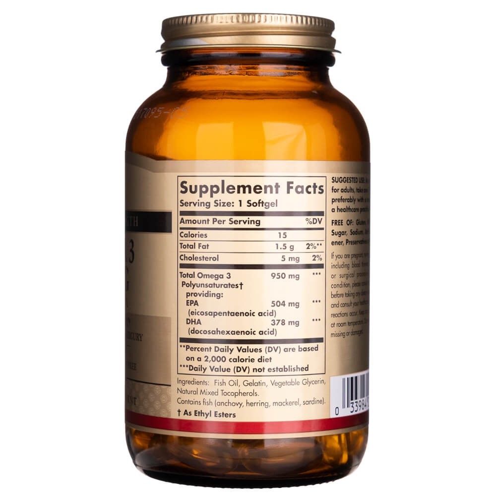 Solgar trigubo stiprumo Omega 3 950 mg - 100 minkštųjų gelių