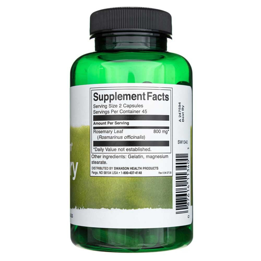 Swanson Full Spectrum Rosemary 400 mg - 90 kapsulių