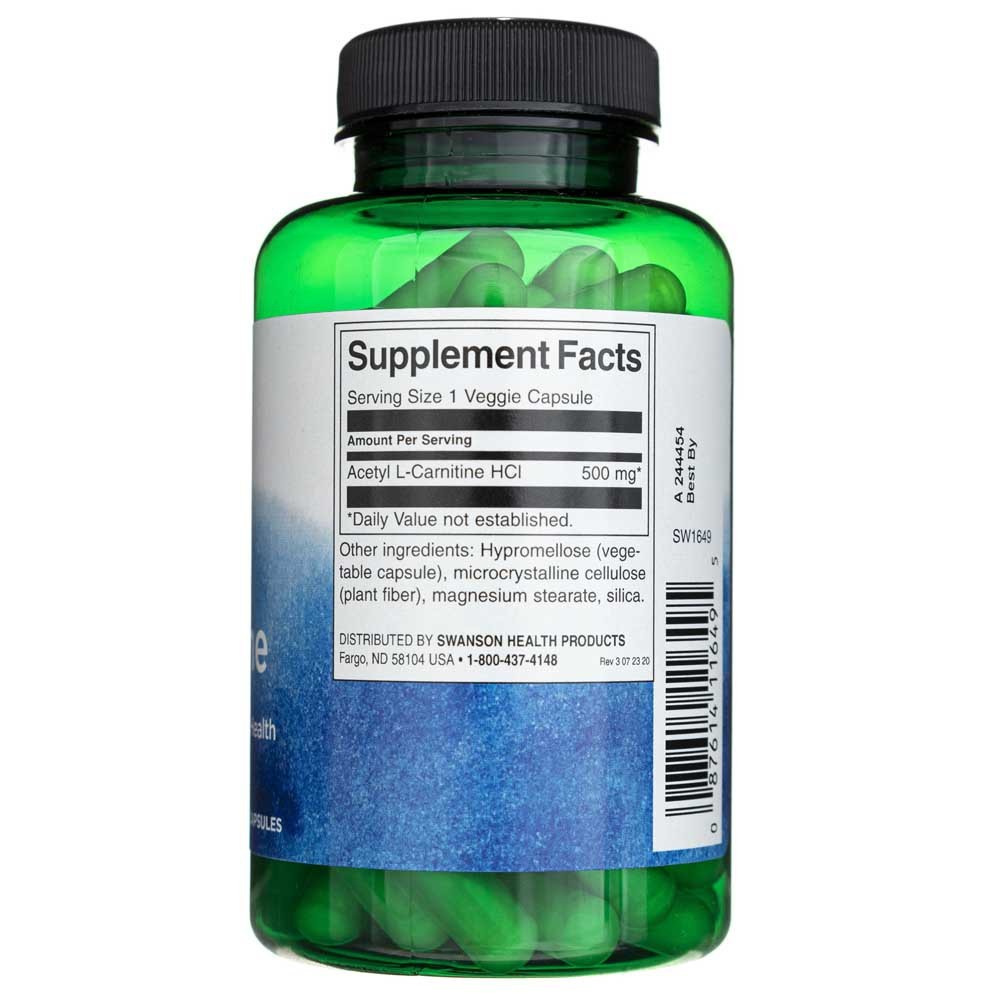 Swanson acetil L-karnitinas 500 mg - 100 kapsulių - Magnis.lt