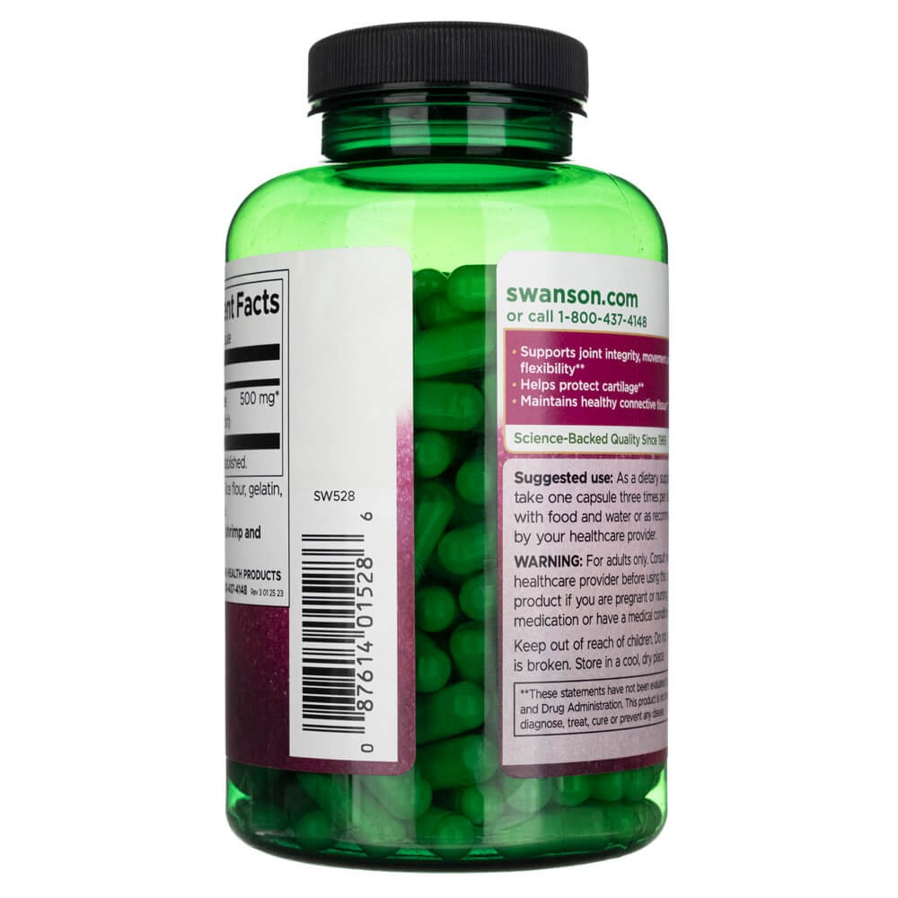 Swanson gliukozamino sulfatas 2KCl 500 mg - 250 kapsulių