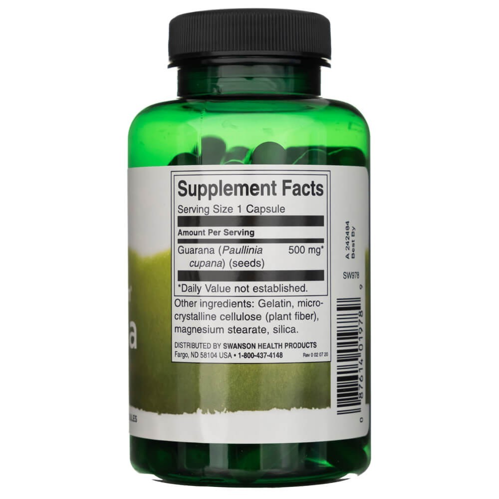 Swanson Full Spectrum Guarana 500 mg - 100 kapsulių - Magnis.lt
